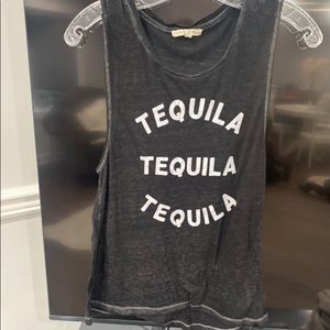 Express One Eleven Gray “Tequila” Graphic Tank Top XS